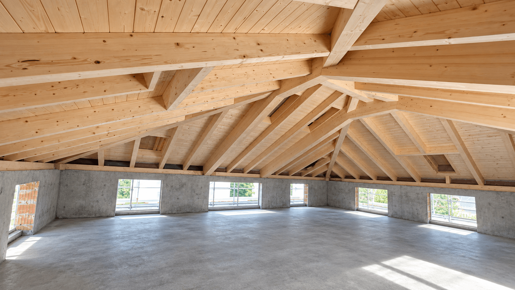copertura in legno autoportante in abete lamellare
