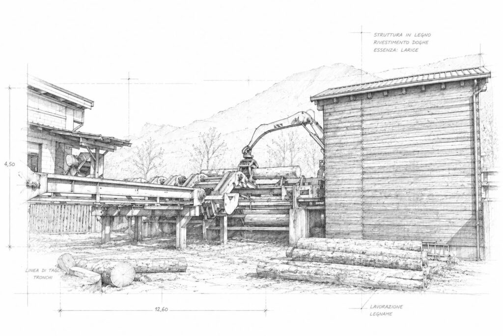 disegno di segheria